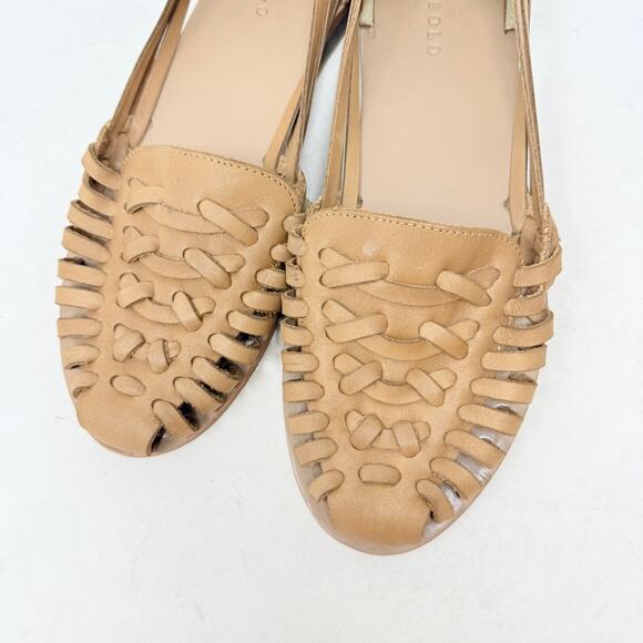 Nisolo Women’s Huarache Flats Size 9 Leather Sandals Handwoven Tan Neutral - Picture 2 of 12